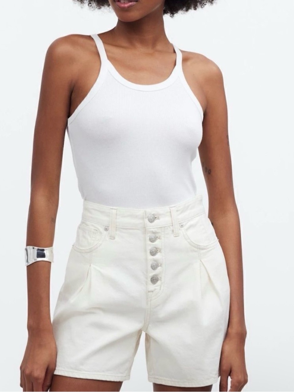 Madewell The '90s Mid-Length Jean Short in Vintage Canvas: Button Front Size 25
